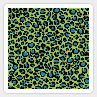 Leopard Pattern in Blue Raspberry on Lime Green Sticker